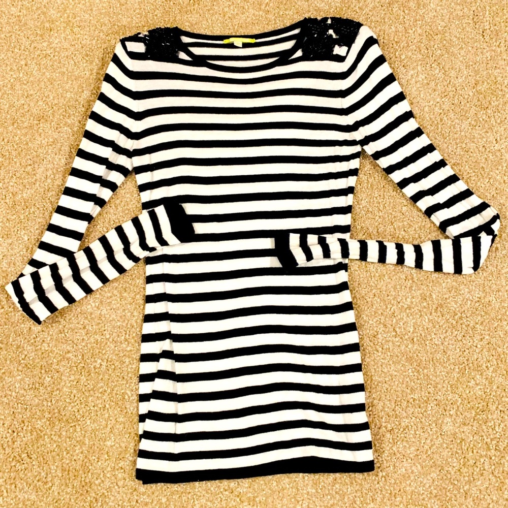 Gianni Bini striped top with beaded shoulders